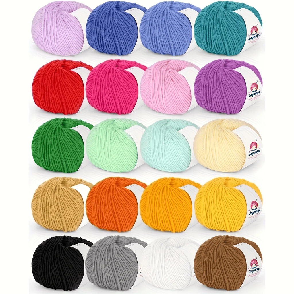 Assortiment de 20 pelotes de laine de couleurs différentes pour tricot et punch needle