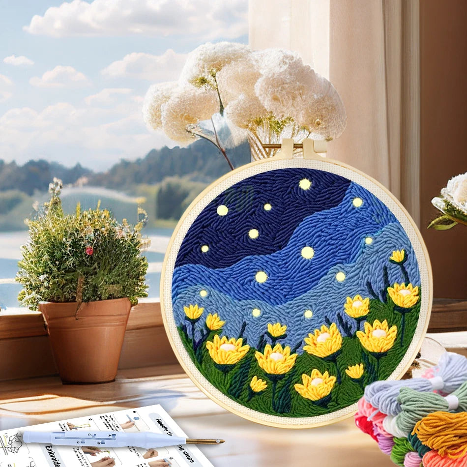 Kit Punch Needle Paysage Fleurs 20 cm — photo 2