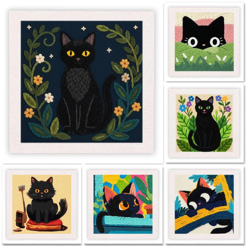 Kit Punch Needle Chat Noir 25x25 cm