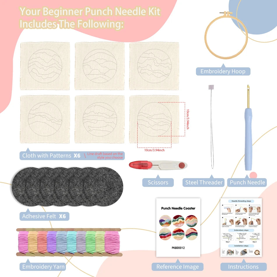 Kit 6 Sous-verres Punch Needle Fleurs — photo 2