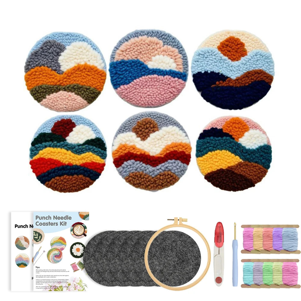 Kit 6 Sous-verres Punch Needle Simples — photo 18