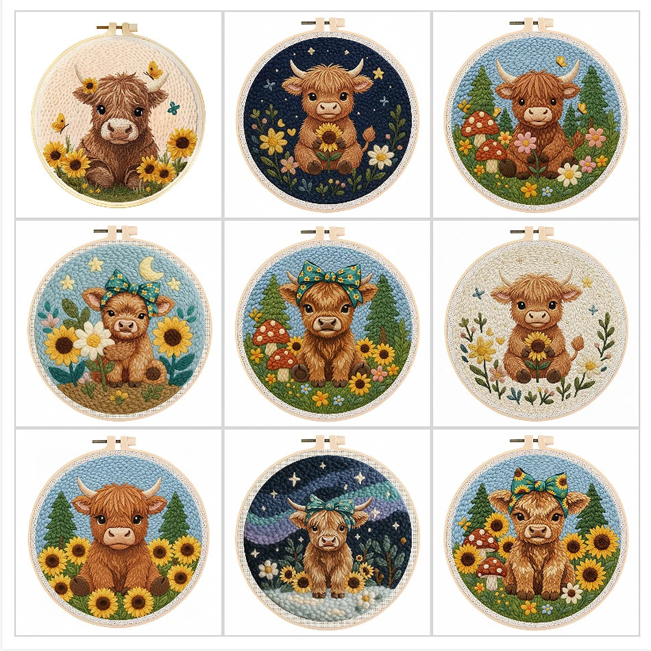 Kit Punch Needle Vache Mignonne