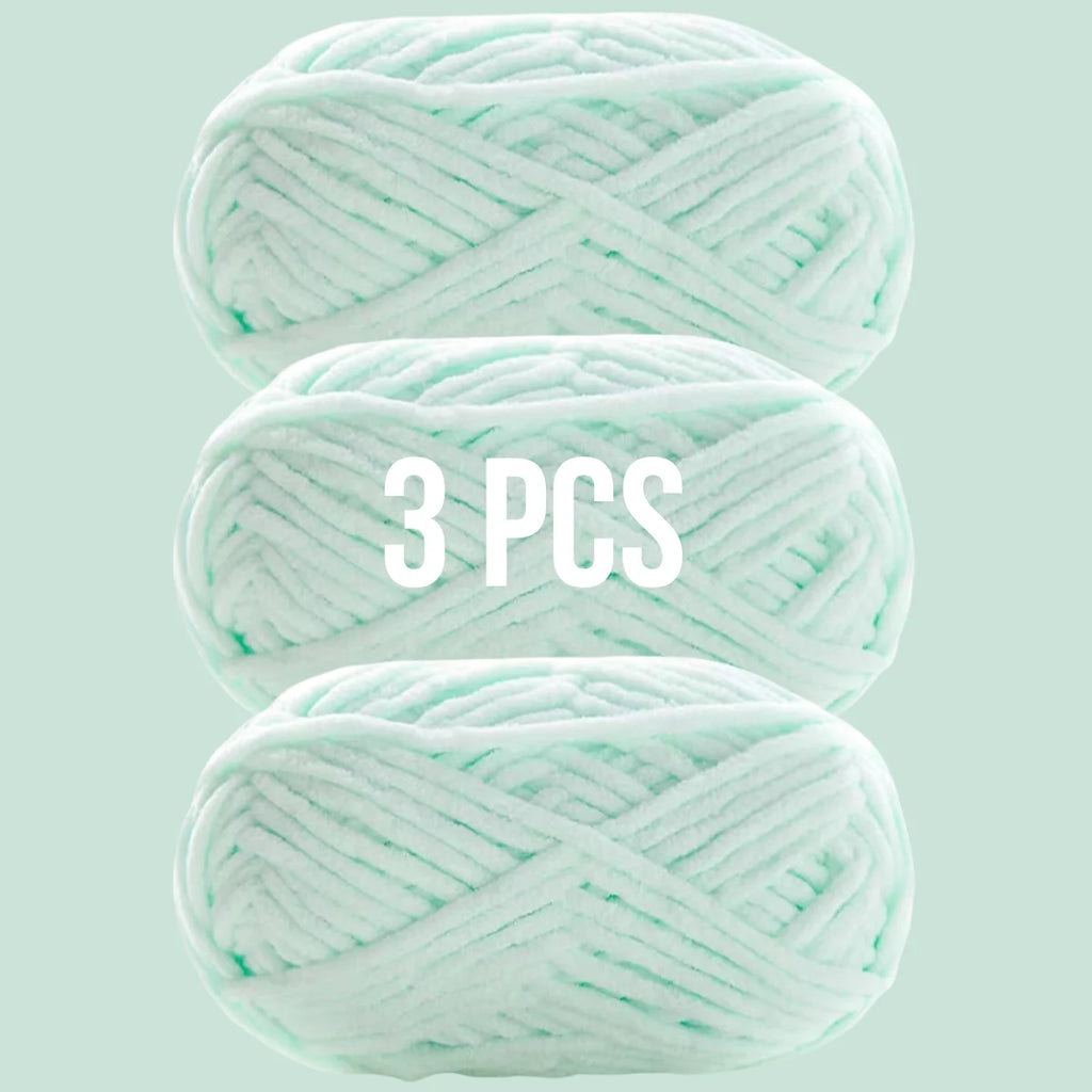 Lot de 3 pelotes de laine couleur vert menthe frais pour tricot débutant
