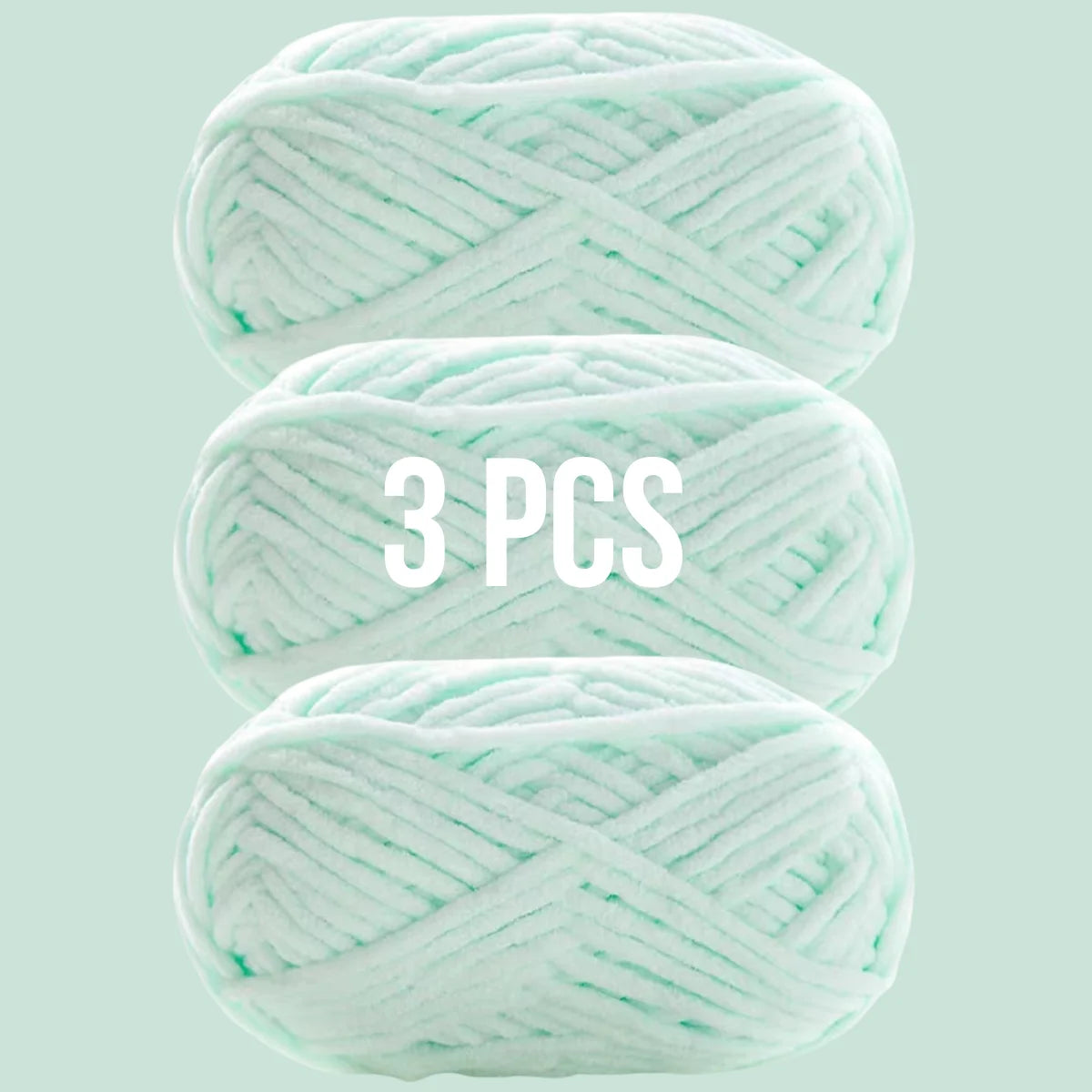 Lot de 3 pelotes de laine couleur vert menthe frais pour tricot débutant