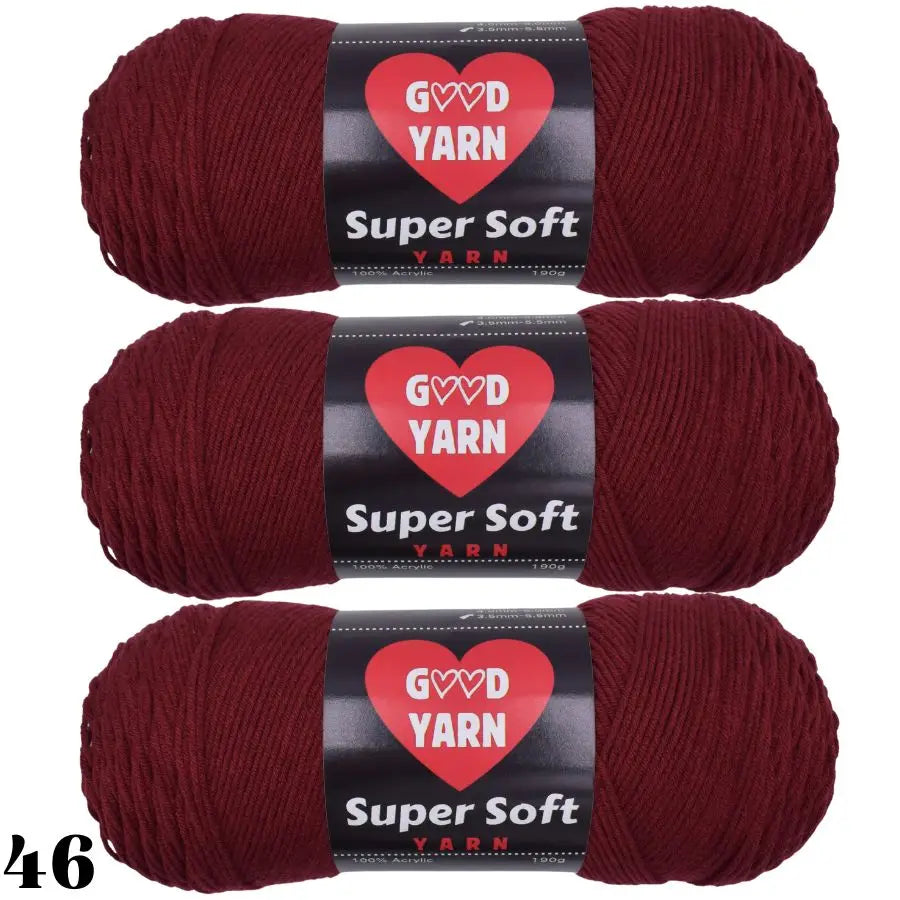 Pack de 3 pelotes de laine couleur rouge bordeaux brique pour loisirs créatifs