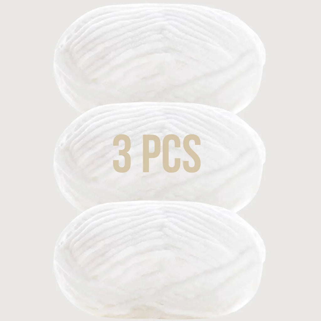 Pack de 3 pelotes de laine couleur blanc pur éclatant pour finitions de tricot