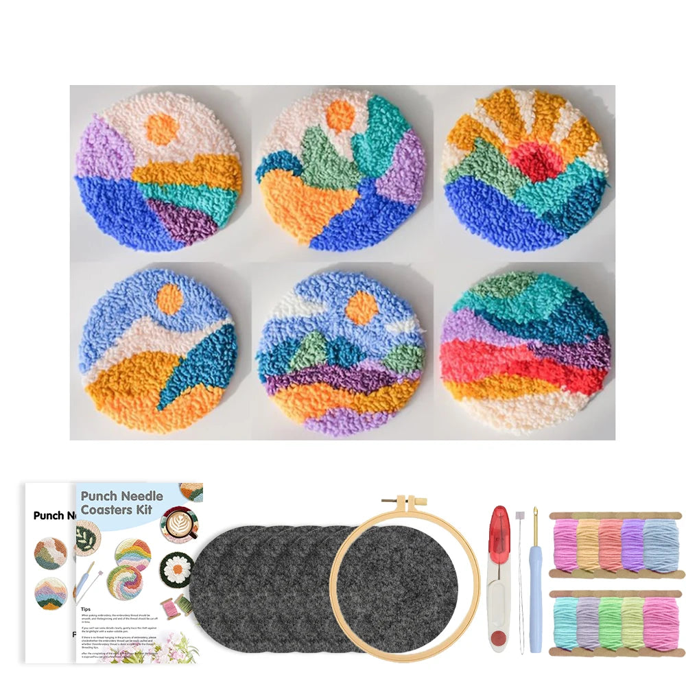 Kit 6 Sous-verres Punch Needle Simples — photo 16