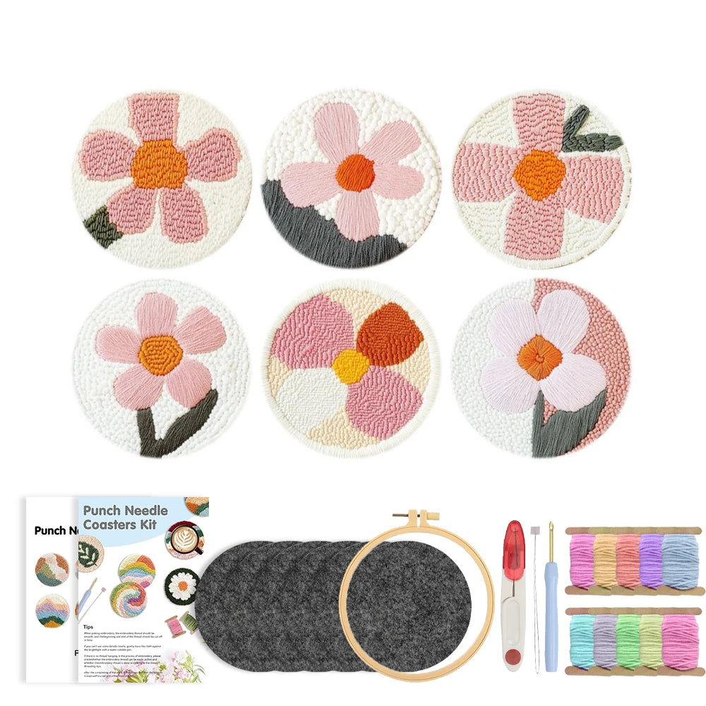 Kit 6 Sous-verres Punch Needle Fleurs — photo 14