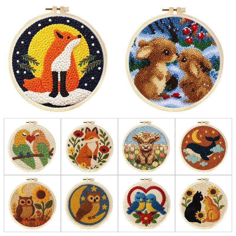 Kit Punch Needle Animaux Cartoon