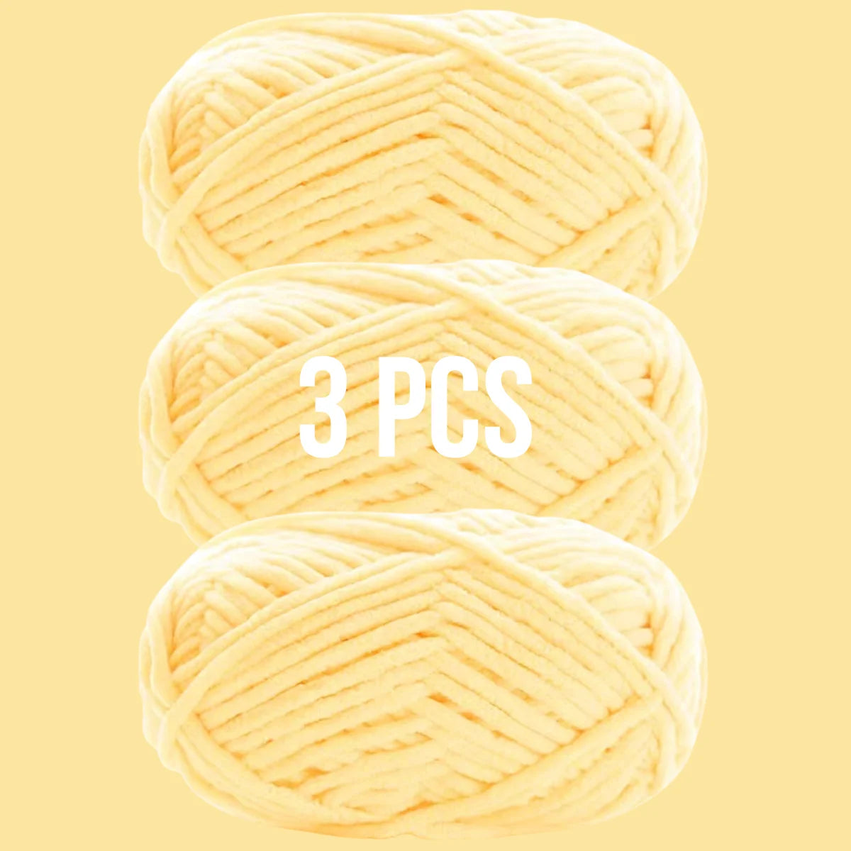 Lot de 3 pelotes de laine couleur jaune pastel délicat pour layette de bébé