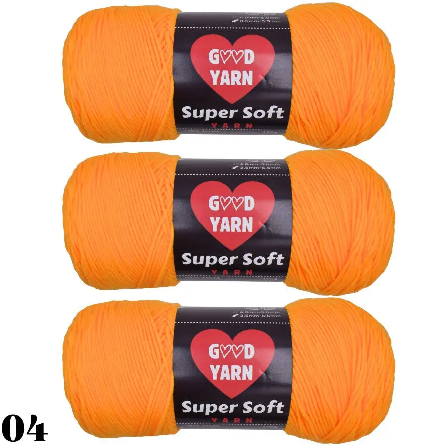 Pack de 3 pelotes de laine orange mandarine éclatant pour aiguilles et crochets