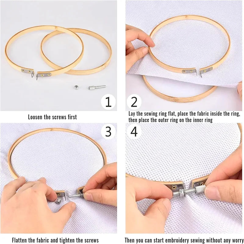 Tutoriel photo étape par étape pour apprendre à utiliser et serrer un tambour de broderie