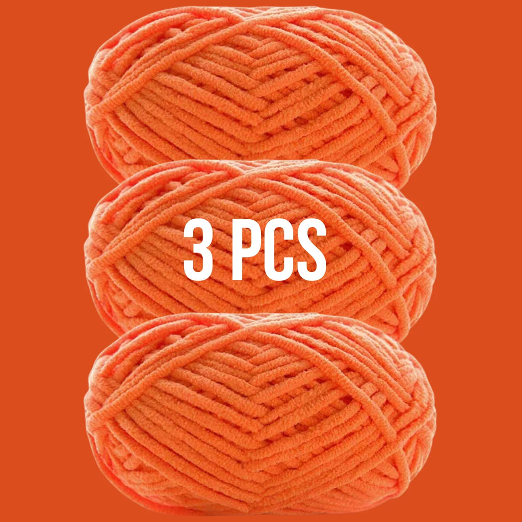 Lot de 3 pelotes de laine couleur orange mandarine éclatant pour pulls faits main