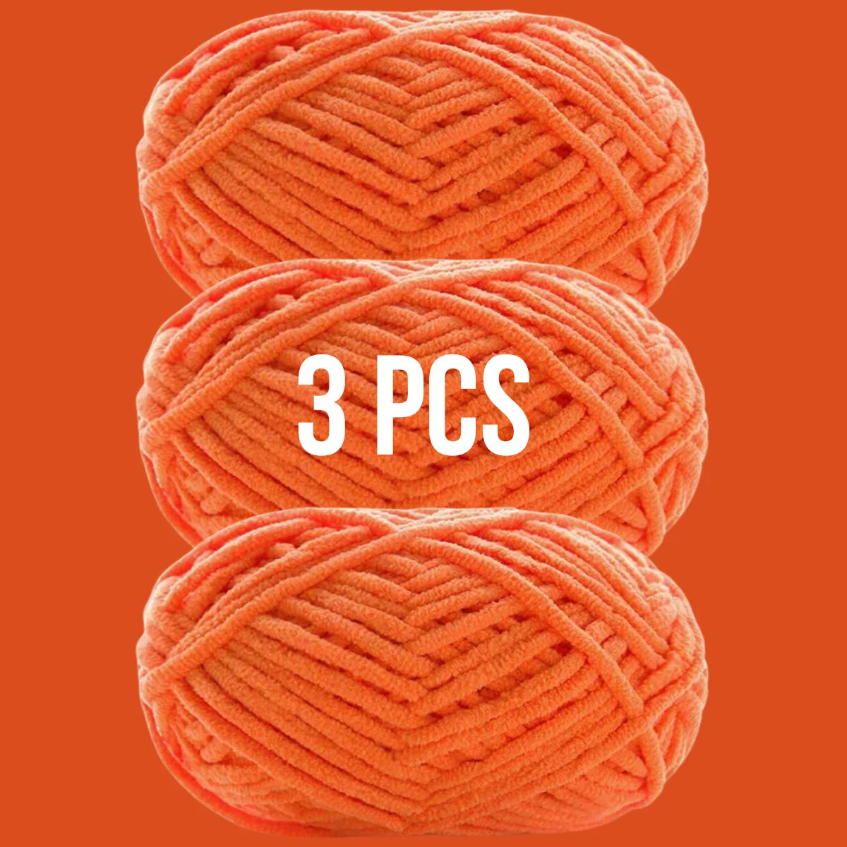 Lot de 3 pelotes de laine couleur orange mandarine éclatant pour pulls faits main