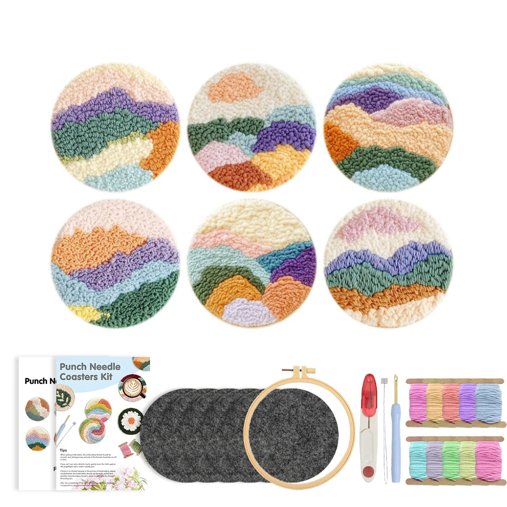 Kit 6 Sous-verres Punch Needle Paysages — photo 12