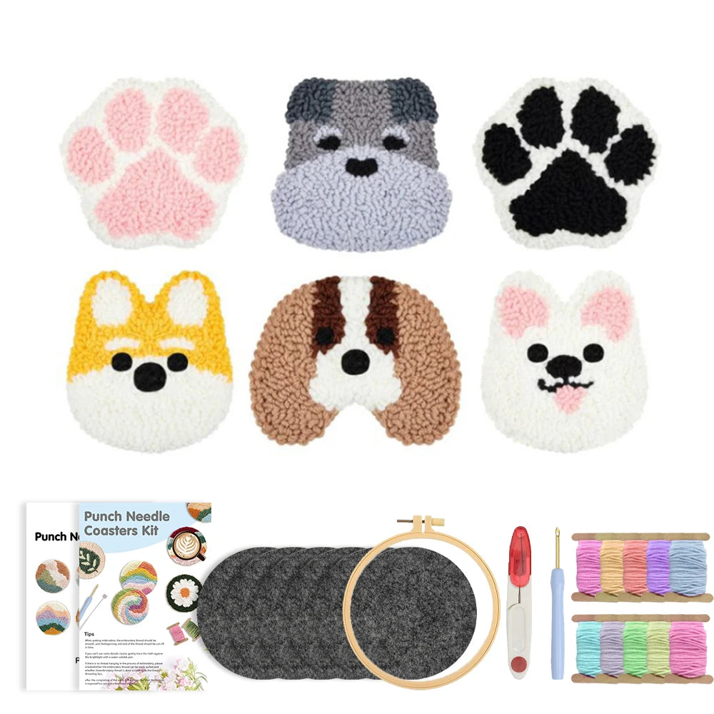 Kit 6 Sous-verres Punch Needle — Animaux Rigolos — photo 14