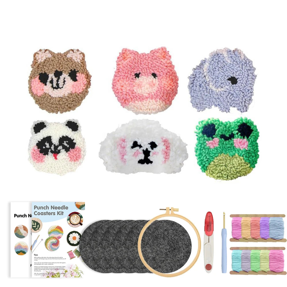 Kit 6 Sous-verres Punch Needle — Animaux Rigolos — photo 21