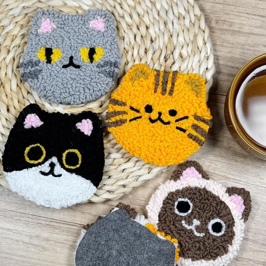 Kit 6 Sous-verres Punch Needle — Animaux Mignons — photo 2