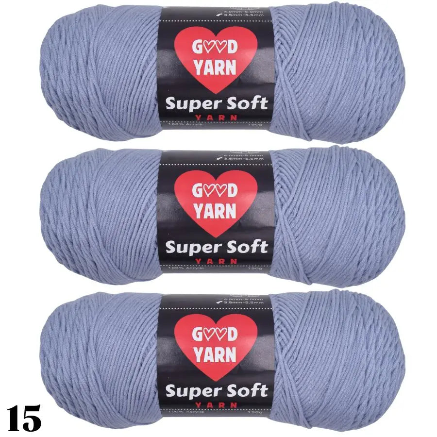 Pack de 3 pelotes de laine couleur bleu denim jeans pour créations textiles originales