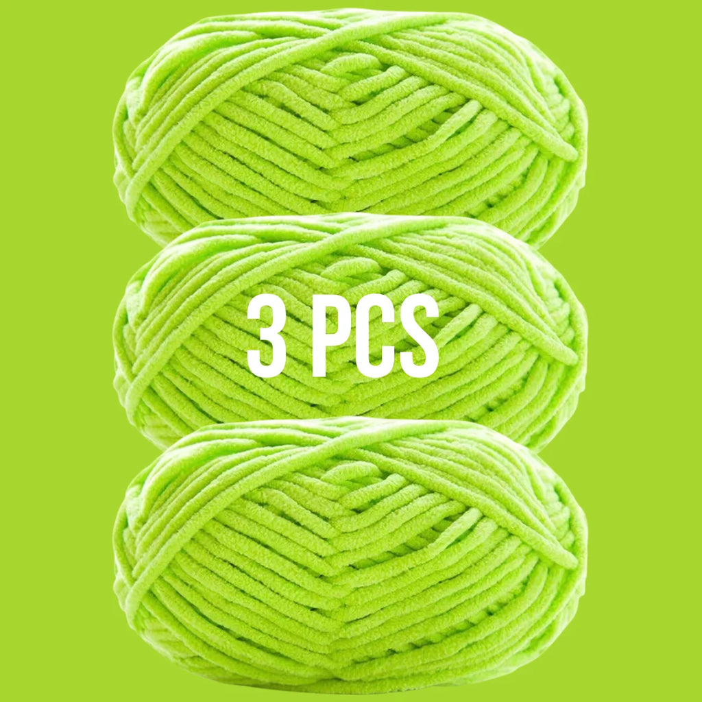 Pack de 3 pelotes de laine couleur vert pomme vif pour loisirs créatifs enfant