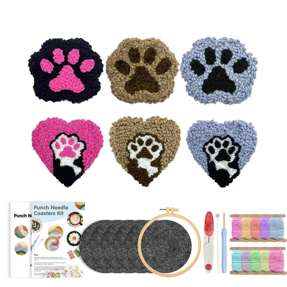 Kit 6 Sous-verres Punch Needle — Animaux Rigolos — photo 23
