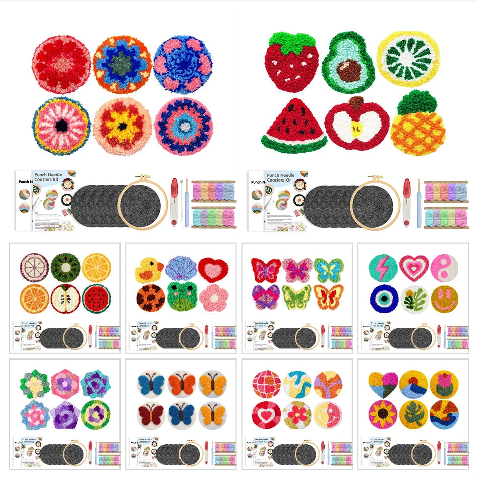 Kit 6 Sous-verres Punch Needle Facile
