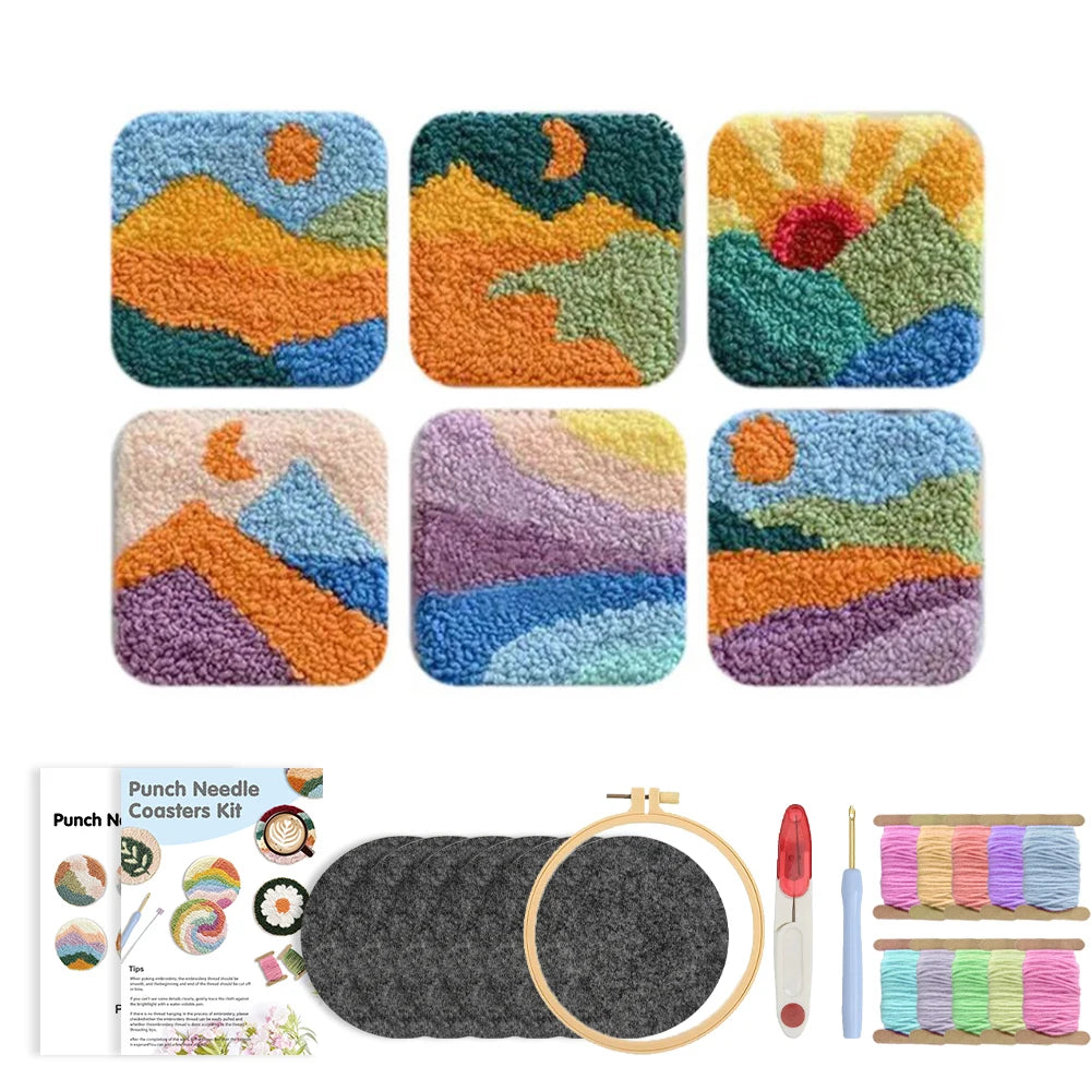 Kit 6 Sous-verres Punch Needle Simples — photo 14