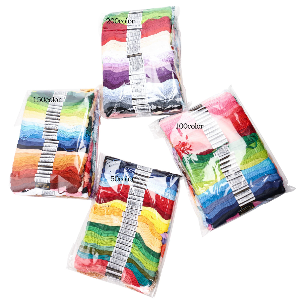 Assortiment de fils a broder multicolores pour point de croix et bracelets bresiliens