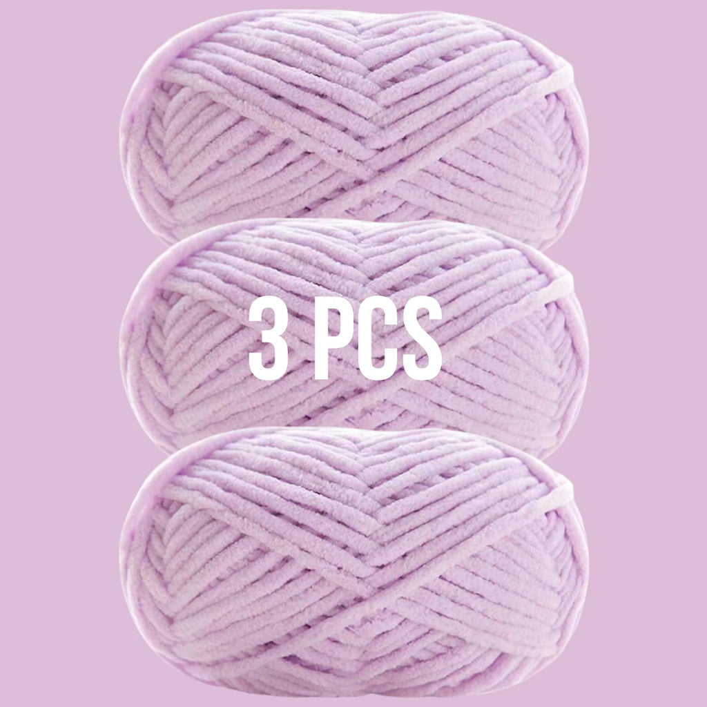 Pack de 3 pelotes de laine couleur violet lilas clair pour ateliers créatifs