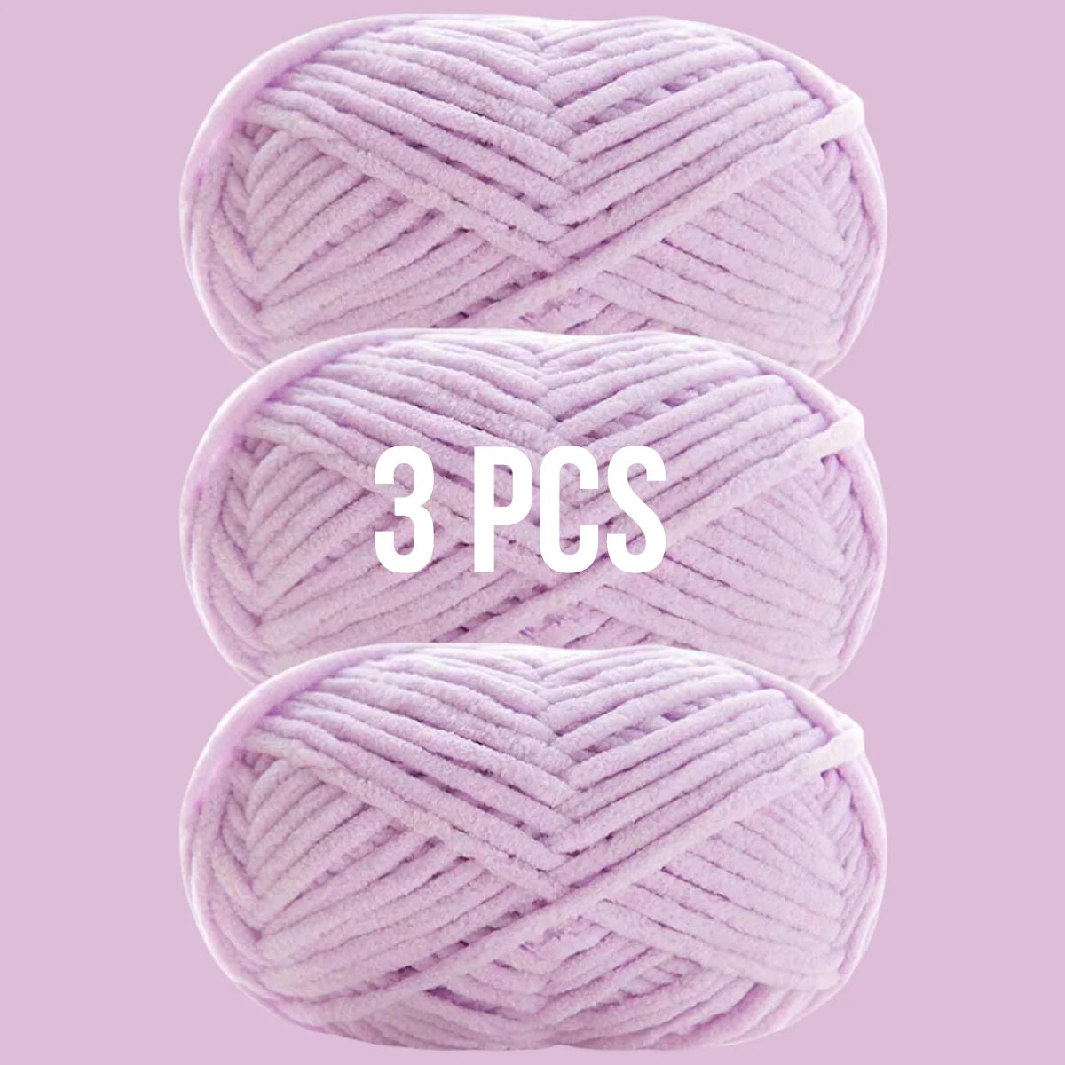 Pack de 3 pelotes de laine couleur violet lilas clair pour ateliers créatifs