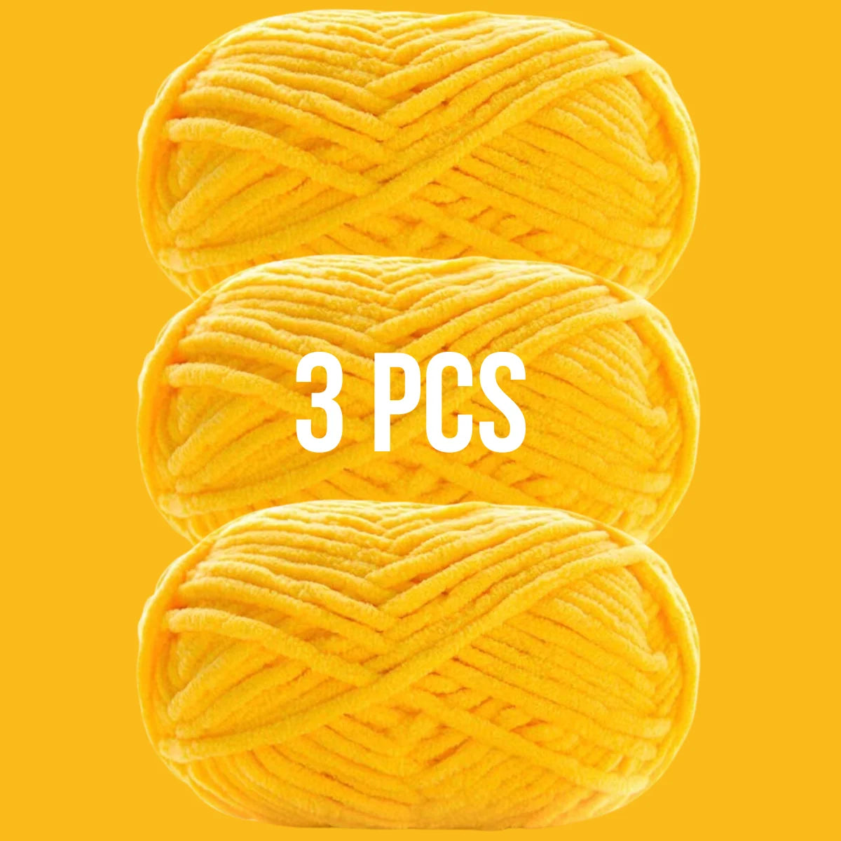 Lot de 3 pelotes de laine couleur jaune orange chaud pour création de doudous