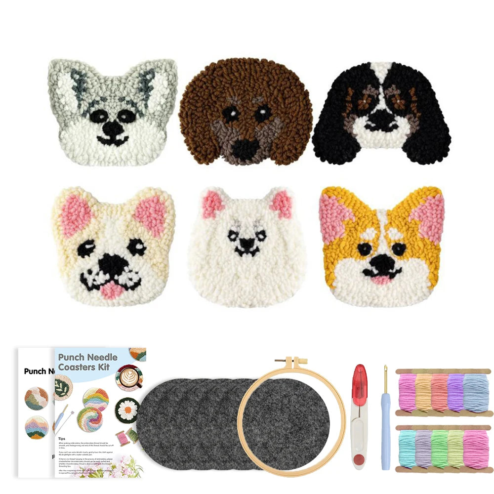 Kit 6 Sous-verres Punch Needle Chiens — photo 14