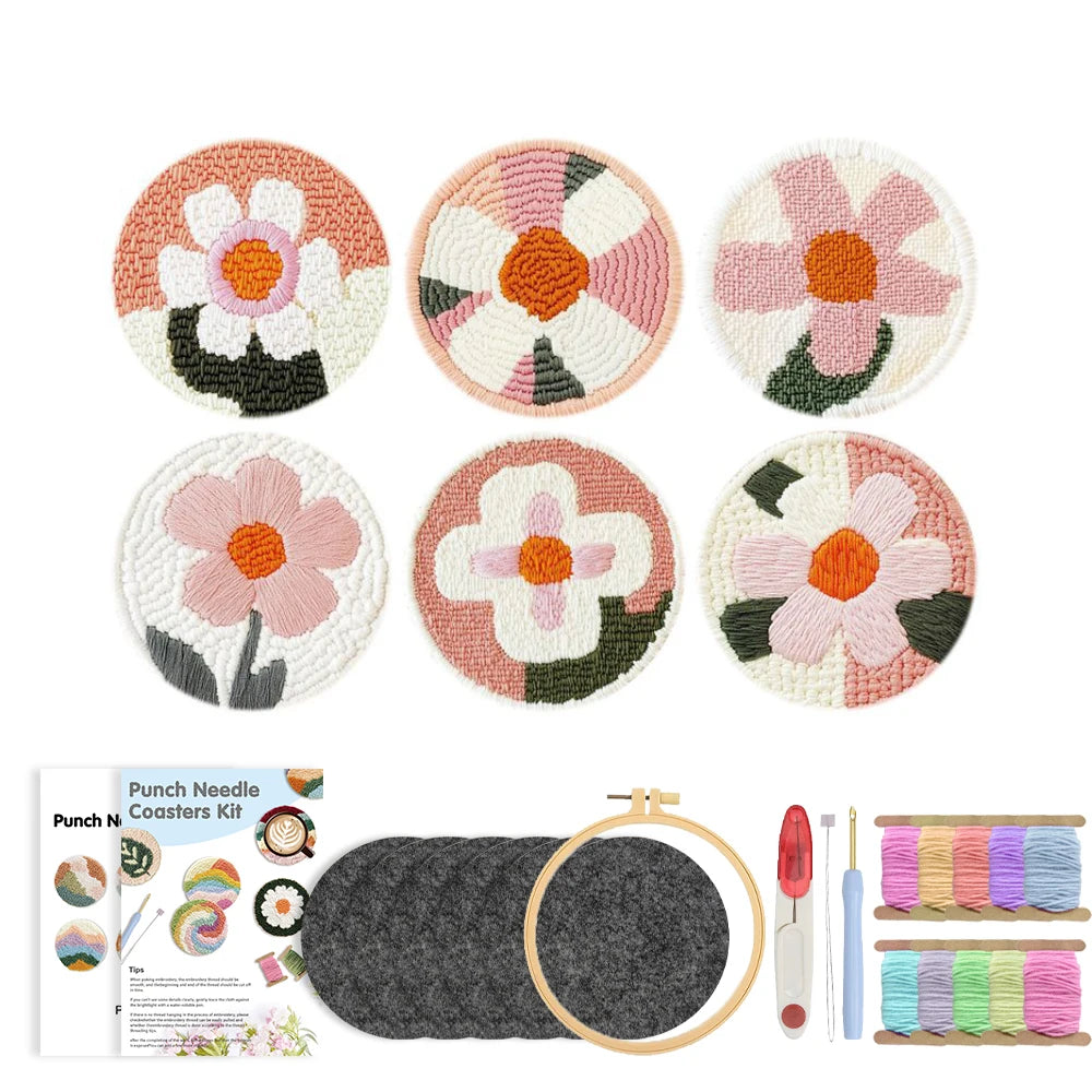 Kit 6 Sous-verres Punch Needle Fleurs — photo 19
