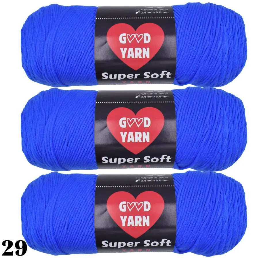 Lot de 3 pelotes de laine bleu roi électrique très douces pour toute la famille