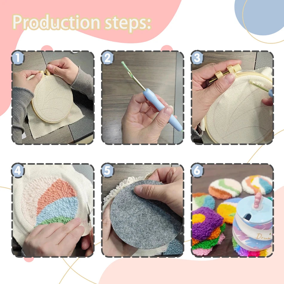 Kit 6 Sous-verres Punch Needle Simples — photo 8