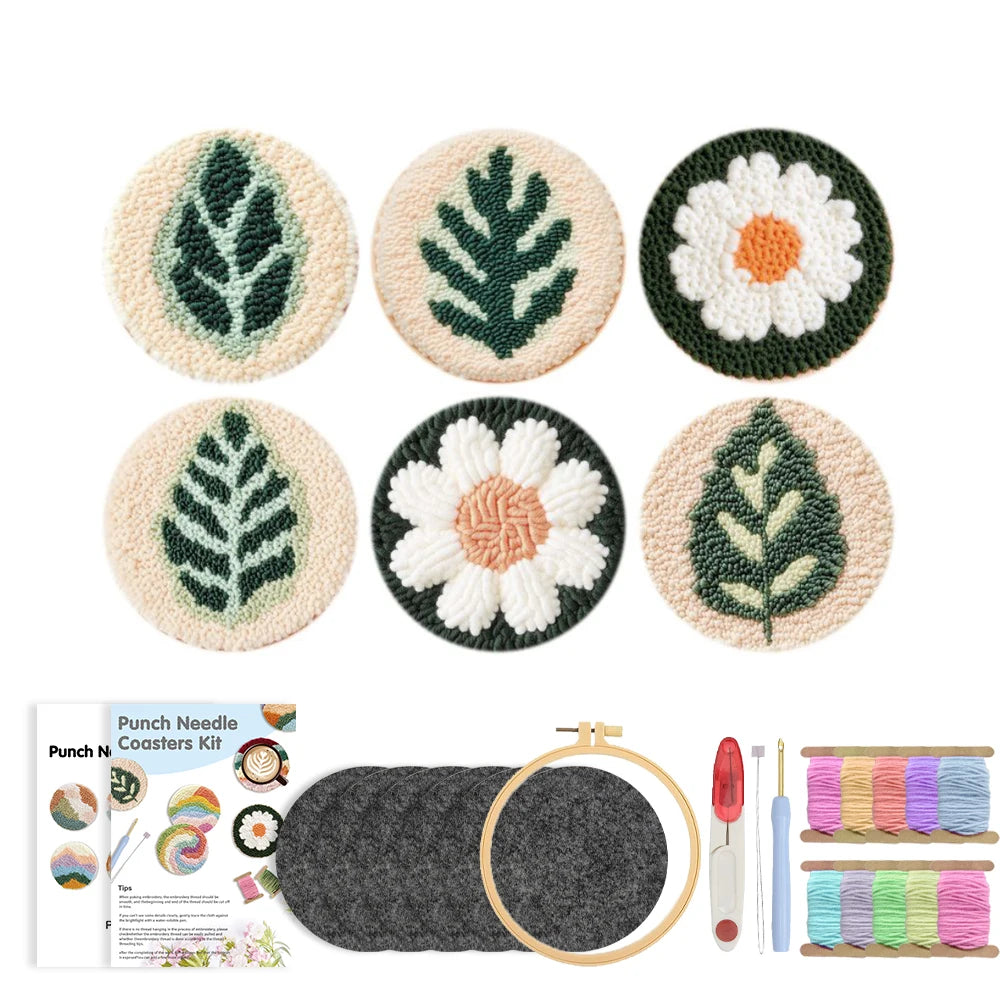 Kit 6 Sous-verres Punch Needle Fleurs — photo 16