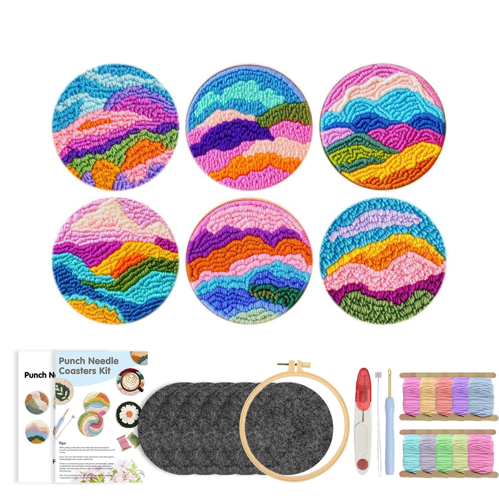 Kit 6 Sous-verres Punch Needle Simples — photo 13
