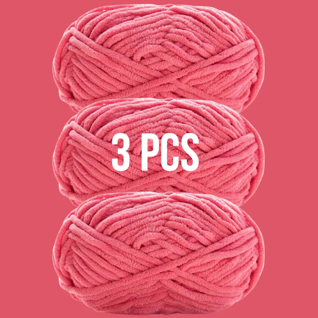 Pack de 3 pelotes de laine couleur vieux rose corail pour accessoires d'hiver
