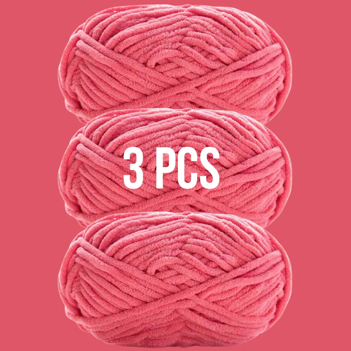 Pack de 3 pelotes de laine couleur vieux rose corail pour accessoires d'hiver