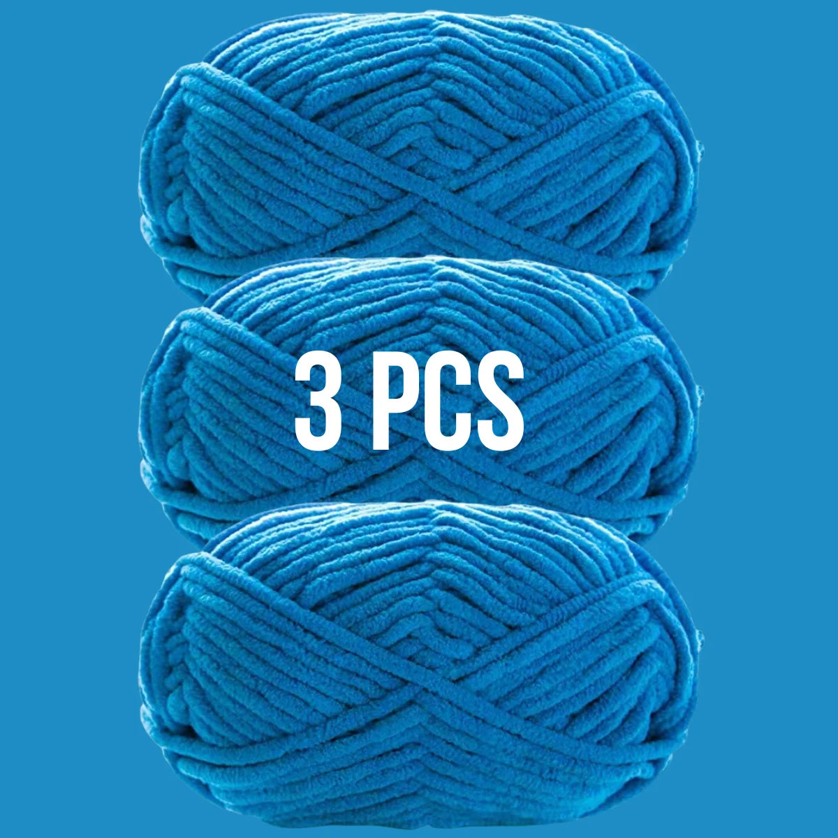 Pack de 3 pelotes de laine couleur bleu canard intense pour projets textiles