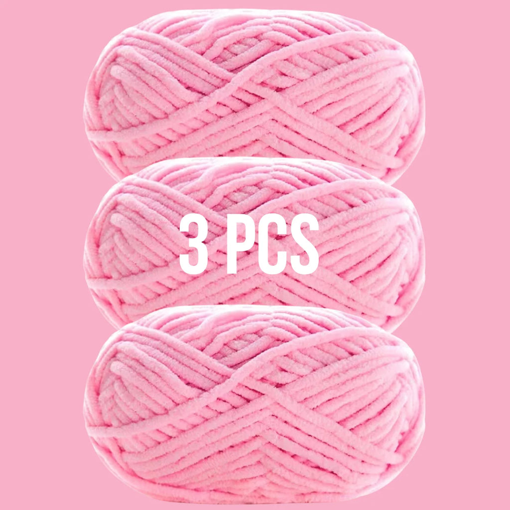 Lot de 3 pelotes de laine couleur rose bonbon flashy pour peluches d'animaux