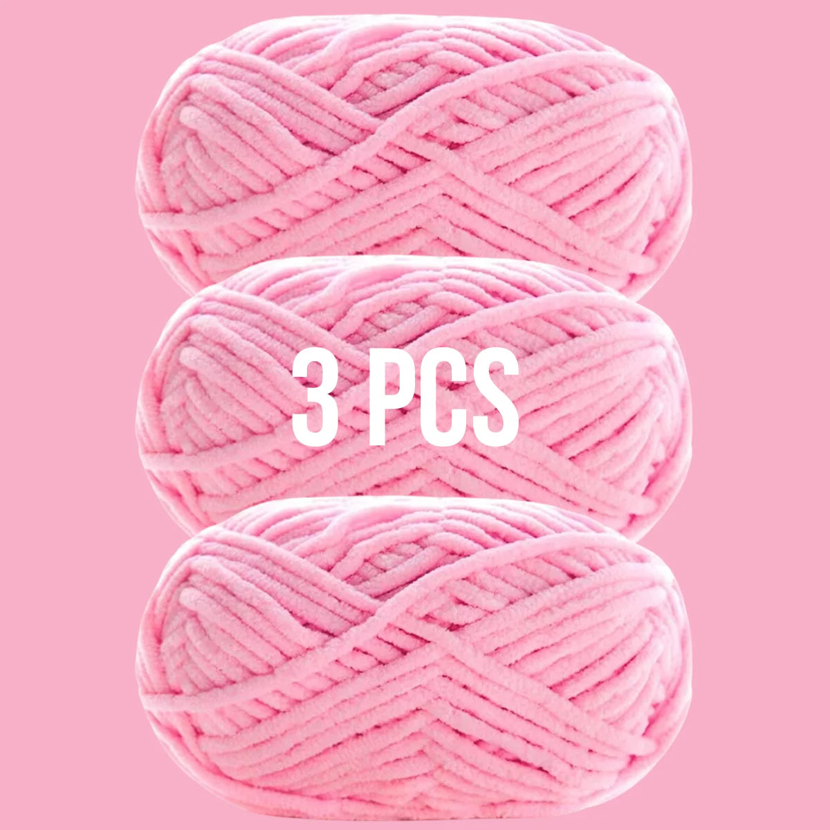 Lot de 3 pelotes de laine couleur rose bonbon flashy pour peluches d'animaux
