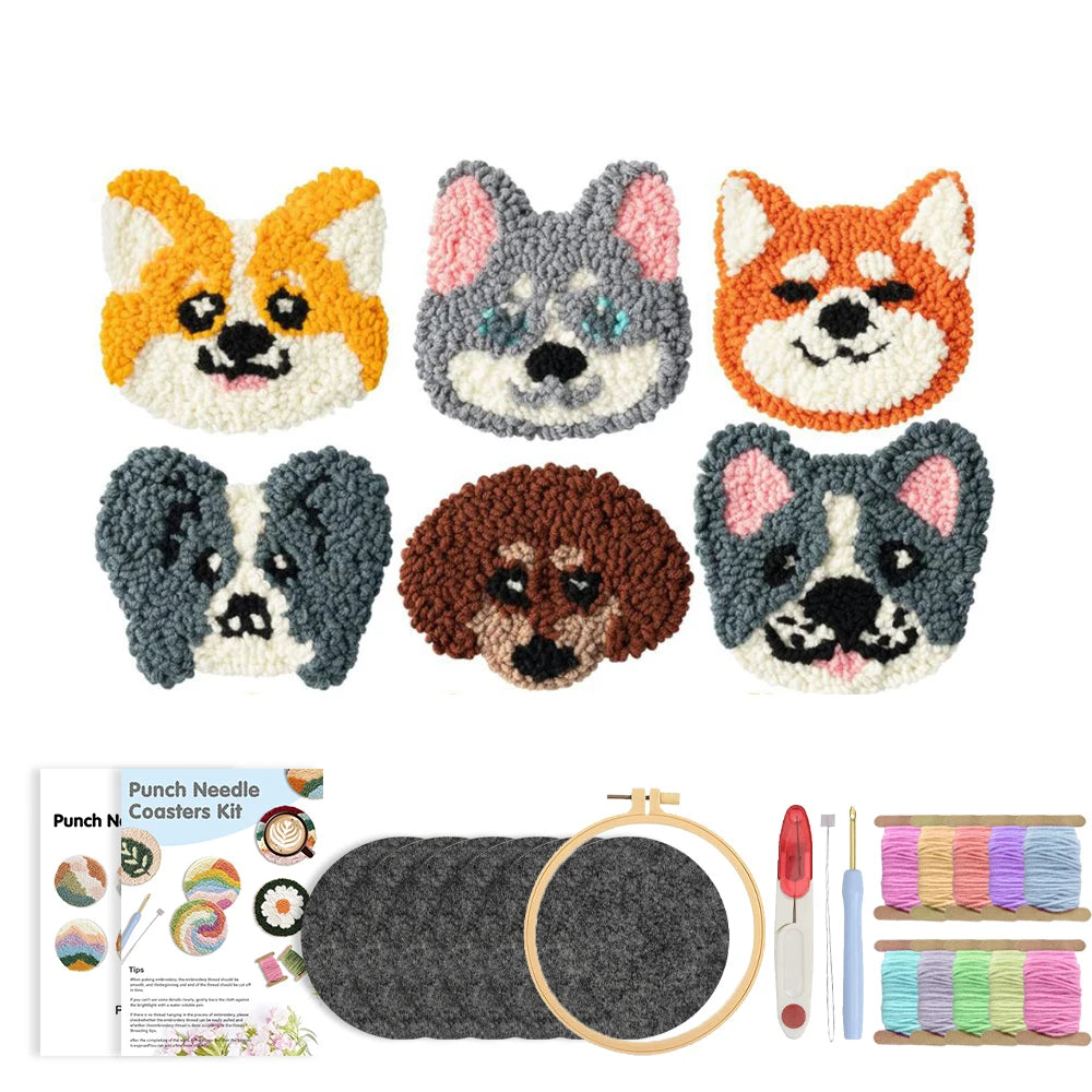 Kit 6 Sous-verres Punch Needle Chiens — photo 12