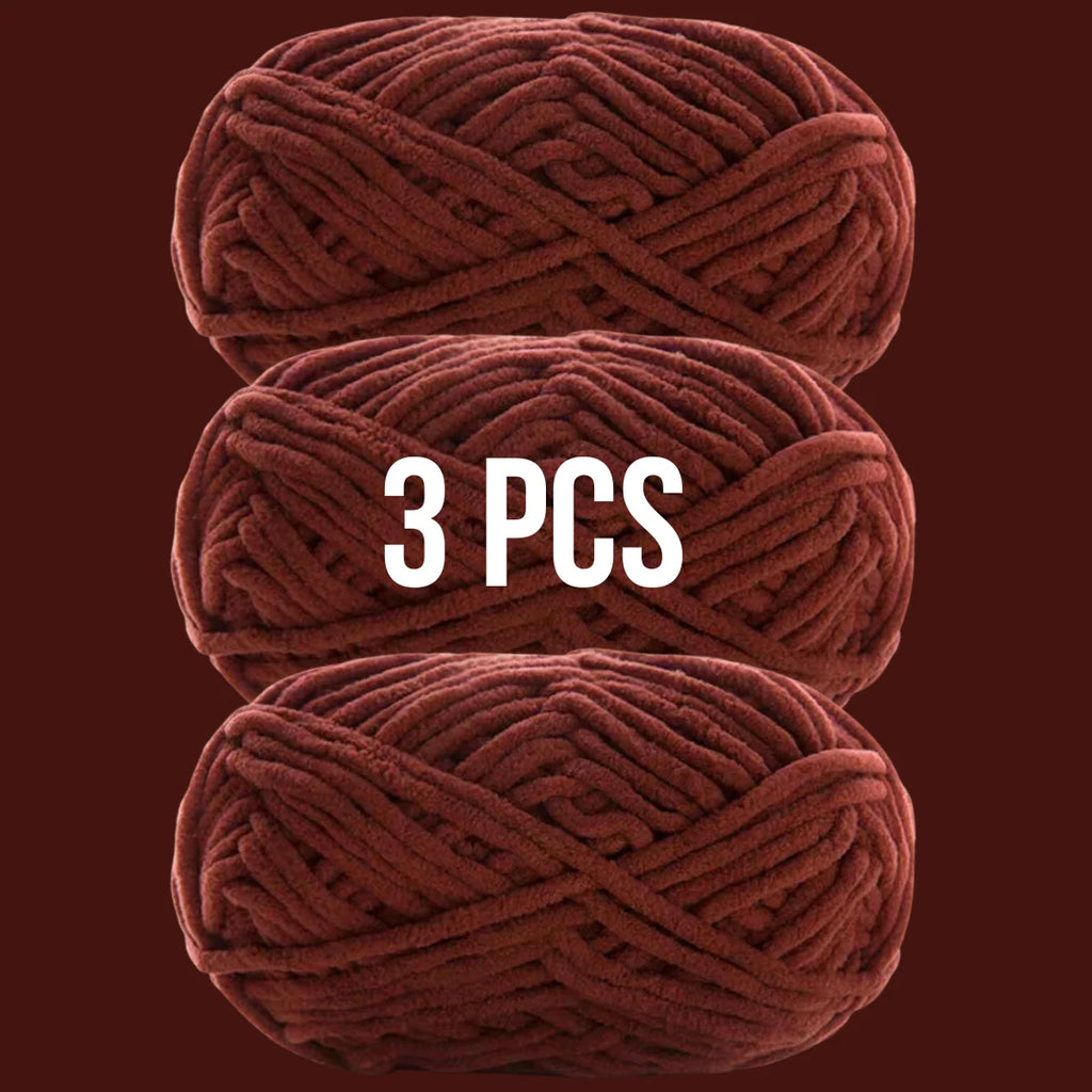 Lot de 3 pelotes de laine couleur marron chocolat noir pour réalisations en laine