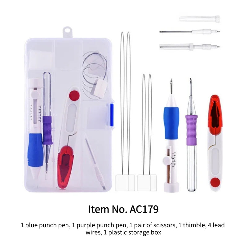 Kit aiguilles magiques punch needle interchangeables avec boîtier de rangement transparent