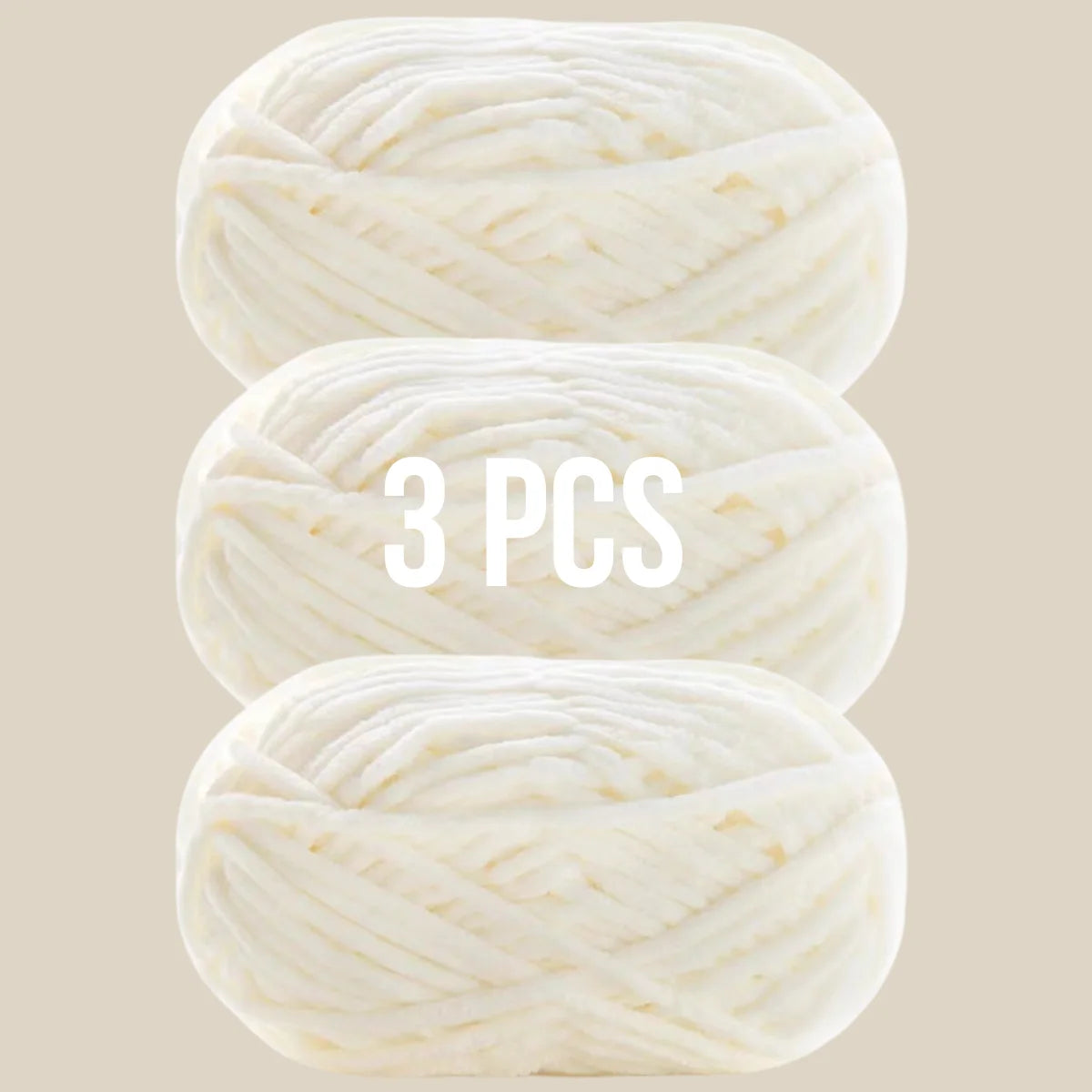 Lot de 3 pelotes de laine couleur blanc cassé super douces pour créations fait main