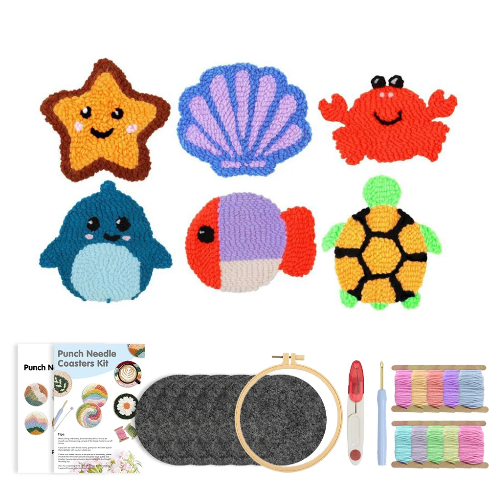 Kit 6 Sous-verres Punch Needle — Animaux Rigolos — photo 11