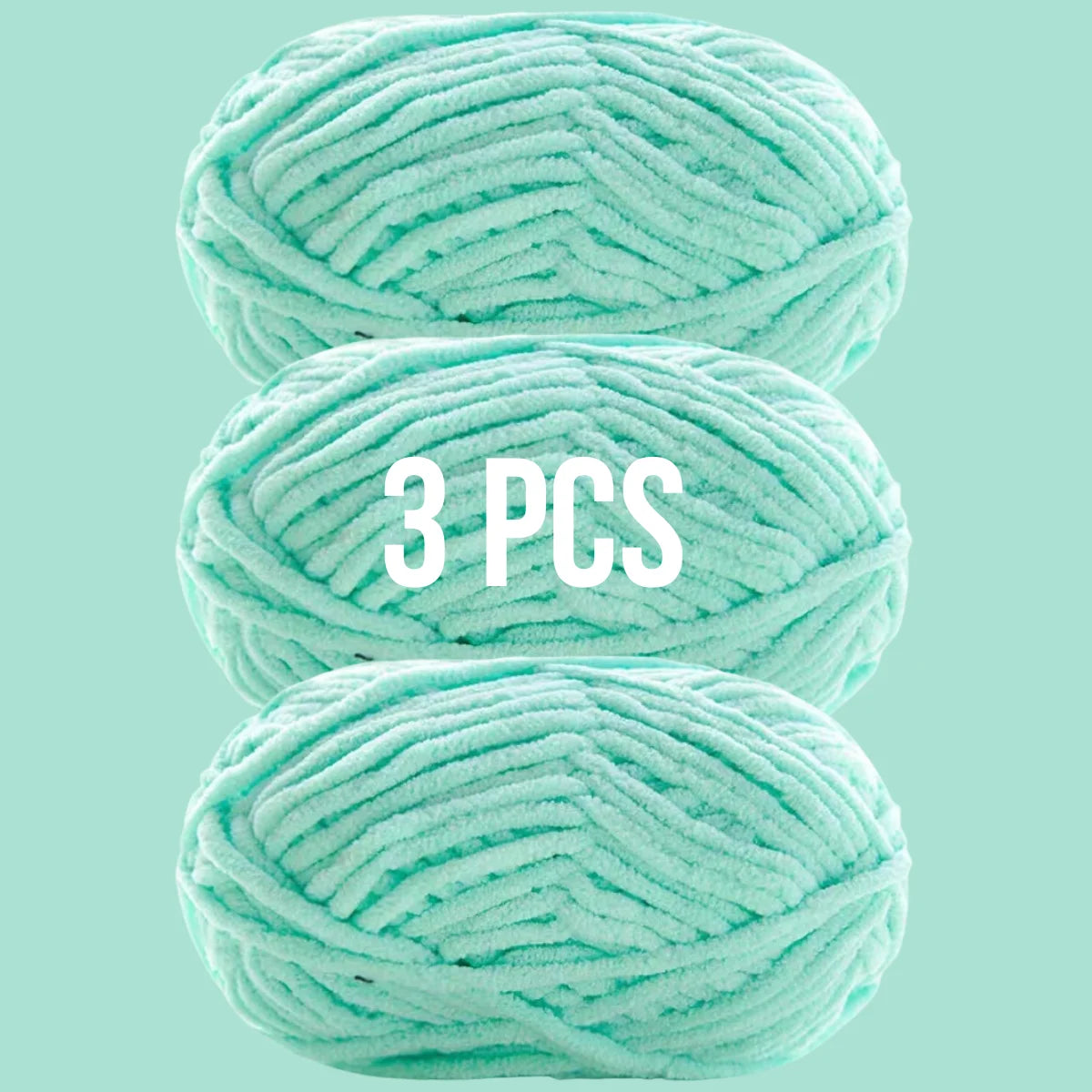 Pack de 3 pelotes de laine couleur bleu turquoise vif pour broderie créative
