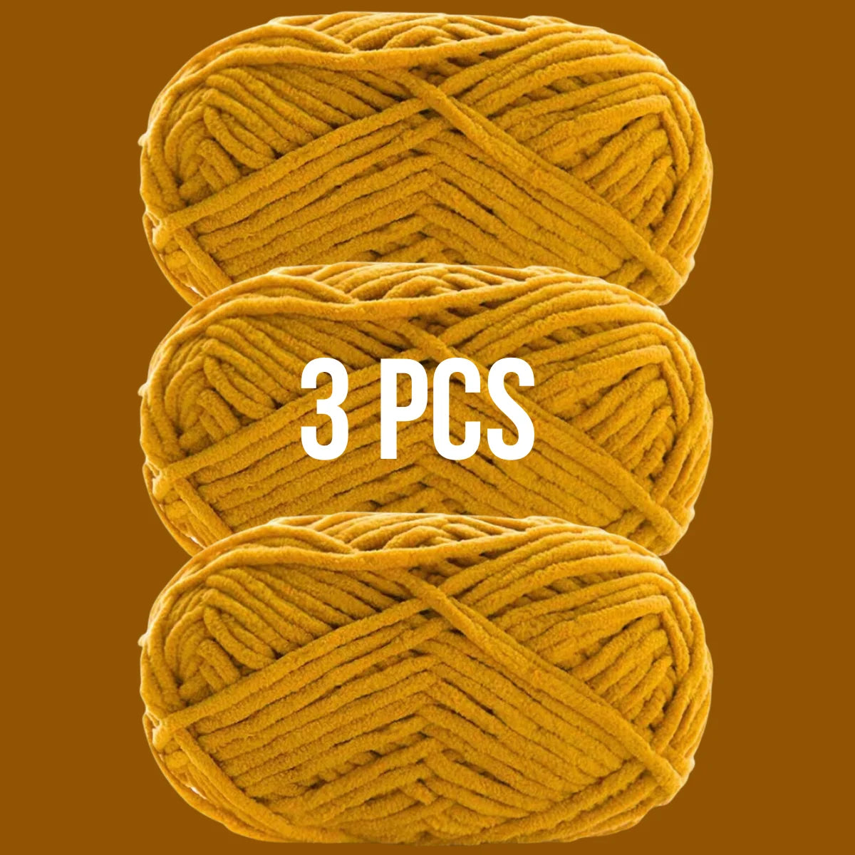 Pack de 3 pelotes de laine couleur jaune moutarde pour écharpes et bonnets