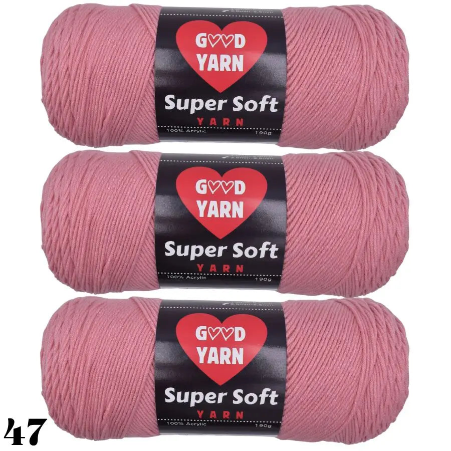 Pack de 3 pelotes de laine couleur vieux rose élégant pour tricot et broderie